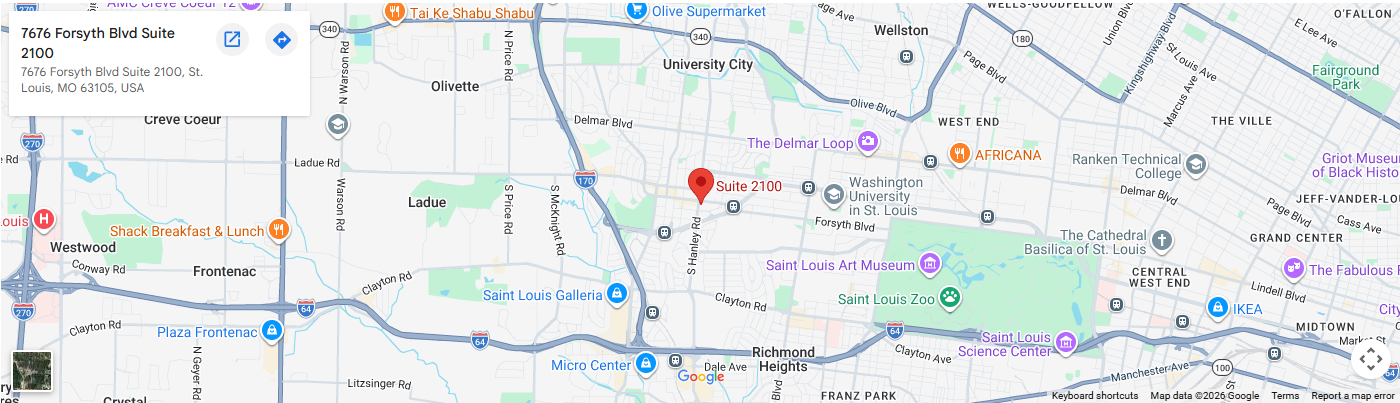 7676 Forsyth Blvd St. Louis - Google Map